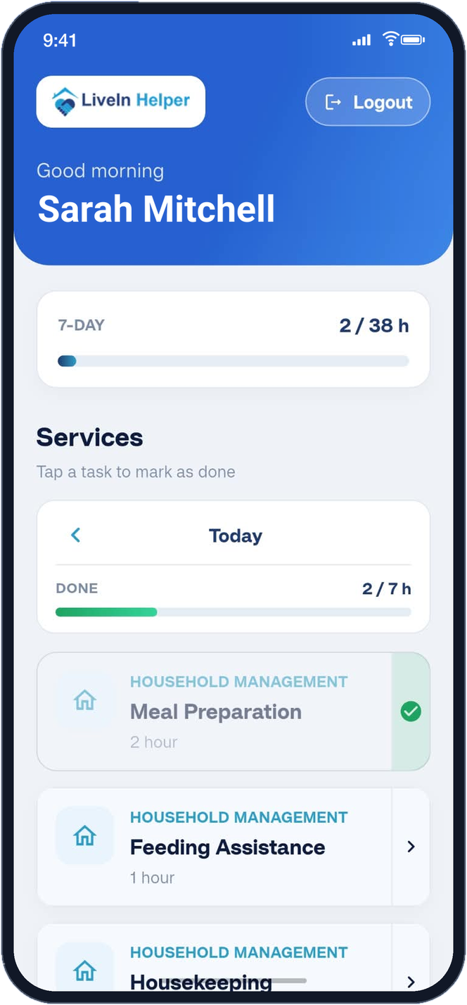 LiveIn Helper app